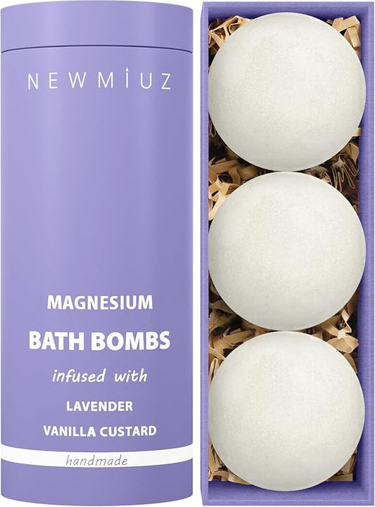 Magnesium Lavender Vanilla Luxury Fizzing Bath Bomb Sensitive Skin Formula for Relaxation Bath Moisturizing Shea Butter Stress Relief Gift for Women - Bloomnest