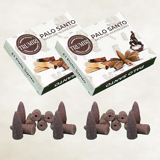 Palo Santo Backflow Incense Cones - 60 Cones, Six Packs of 10, Waterfall Effect TRUMIRI
