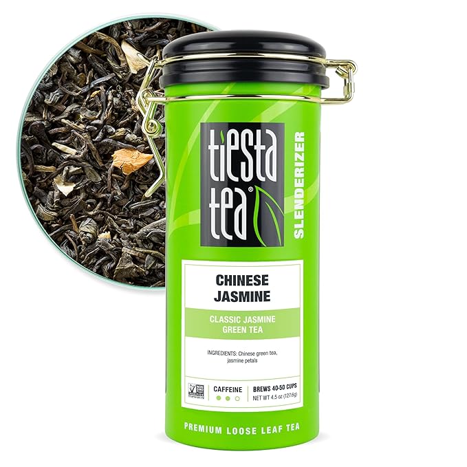 Tiesta Tea - Chinese Jasmine, Loose Leaf, Classic Jasmine, Medium Caffeinated Green Tea, Brews Up to 50 Cups, 4.5 Ounce Refillable Tin - Bloomnest
