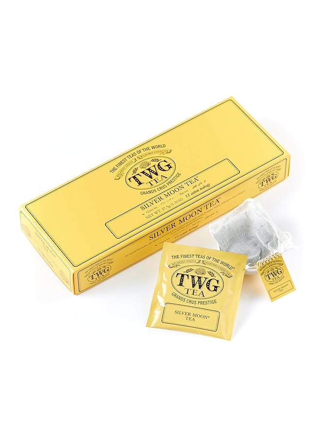 TWG Tea | Silver Moon Tea | Green Tea | Grand Berry & Vanilla | 15 Hand Sewn Cotton Tea Bags | Gift Set - Bloomnest