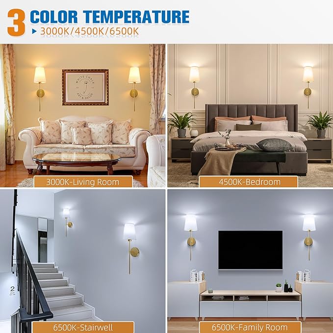 NIORSUN 25.4 inch Battery Operated Wall Sconce Set of 2,Gold Rechargeable Wall Lights with 5200mAh Dimmable Detachable Bulbs and Remote,9 Colors Wireless Sconces for Bedroom Living Room Hallway - Bloomnest