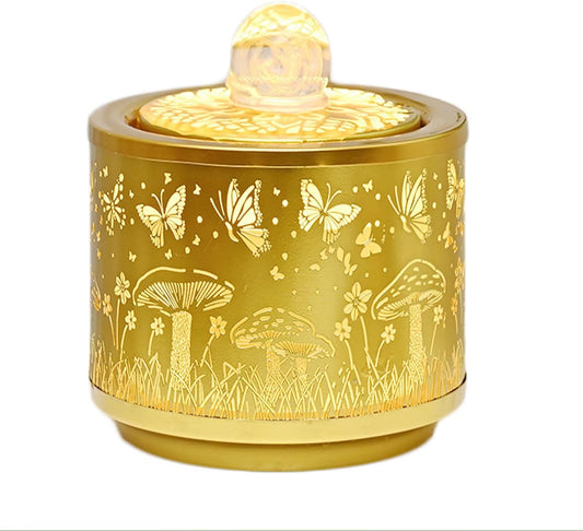 Indoor Tabletop Water Fountain Round - Home Décor Soothing Sound Machine - Automatic Pump, Indoor Zen Relaxation for Office, Living Room, Or Bedroom Yellow