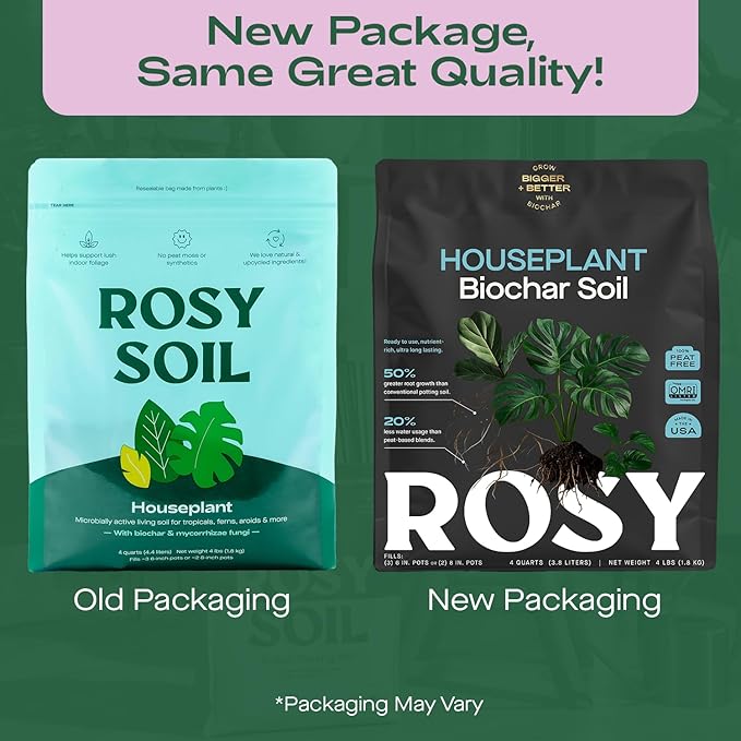Rosy Soil Indoor Potting Soil for House Plants - Organic Potting Soil Mix for Indoor Plants - Enriched w/Root-Boosting Biochar for Foliage Plants, Flowers, Herbs - Peat Free, Less Prone to Gnats - 4qt - Bloomnest