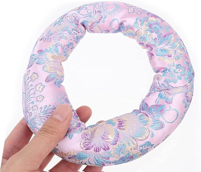 Pink Colour Silk Brocade Cushion Pillow for 6-12" 8-14" Sound Bowls for Tibetan Singing Bowl Hand-Made in Nepal Round Cushion (Size : 6 inch 1 pc) - Bloomnest