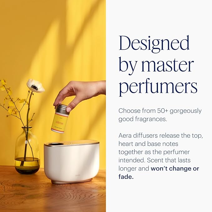 Aera Home Fragrance Electric Diffuser: Smart Home App Aroma Control, Essential Oil & Aromatherapy, Hypoallergenic Scent Technology, Safe for Family & Pets, White (Scent Capsules Sold Separately) - Bloomnest