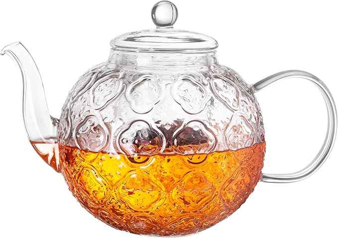 Glass Teapot with Removable Infuser-1500ml Clear GlassTea Pot for Stovetop, Borosilicate Microwave Safe Glass Tea Kettle and Tea Maker for Blooming & loose Tea - Bloomnest