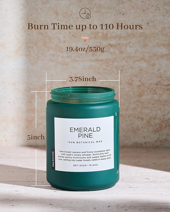M&SENSE Pine Scented Candles Natural Soy Wax Clean Non Toxic 19.4oz 110 Hours Large Long Lasting Christmas Winter Scented 2 Wicks Candle Gift for Holiday & Family Friends Teachers - Bloomnest