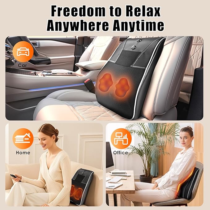 Shiatsu Neck and Back Massager with Heat,Neck Massager for Pain Relief deep Tissue,3D Kneading Massage Pillow for Back,Shoulder,Leg,Gifts for Mom,Dad,Women (Black) - Bloomnest