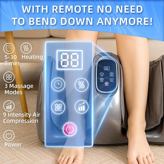 Shiatsu Foot Massager with Heat, Foot and Calf Massager Foot Massaging Machine for Home Office Use - Gifts for Men and Women (Grey) - Bloomnest