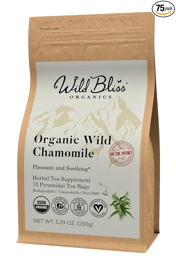 Wild Bliss Organic Wild Stinging Nettle Leaf Tea - Caffeine Free Urinary Tract and Joint Health Herbal Support - Pharmacopoeia Potency - 75 Plant Based Tea Bags - Bloomnest