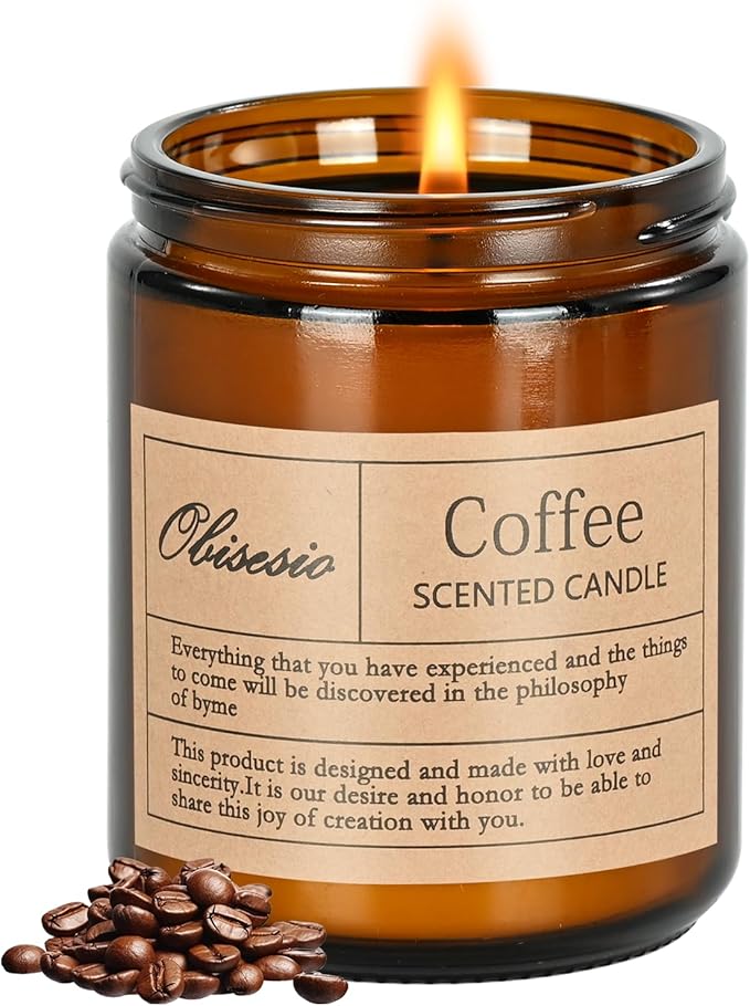 Scented Coffee Candle, Candles for Home Scented, Candles Clearance for Women, Aromatherapy Jar Candles Gift for Home(Amber Jar, Coffee) - Bloomnest