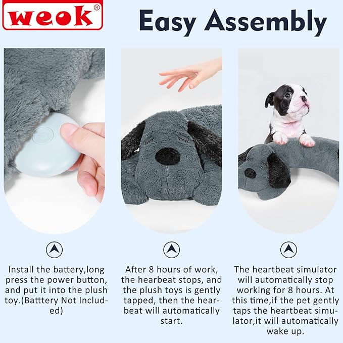 Puppy Heartbeat Toy for Separation Anxiety Relief, Heartbeat Stuffed Animal Anxiety Calming Behavioral Aid Plush Toy for Dogs Cats Pets - Bloomnest