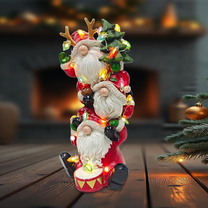 Resin Santa Figurine, Light-Up Santa Christmas Decoration Statue, Table Decorations for Indoor Party - Bloomnest