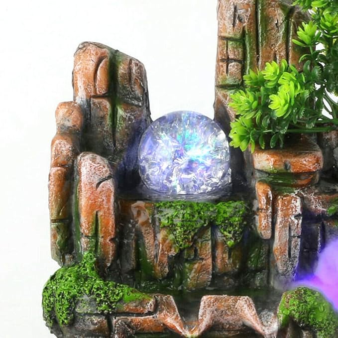 Gdrasuya10 Desktop Rockery Fountain Waterfall, Resin Desktop Fountain Waterfall with Rockery for Living Room Office Decorate - Bloomnest