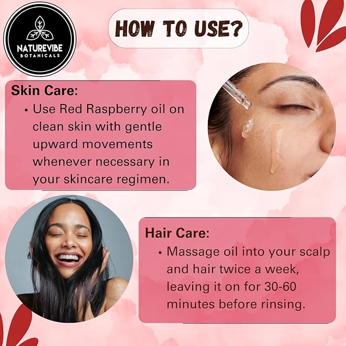 Naturevibe Botanicals Red Raspberry Oil 32 Ounces | 100% Pure and Natural | Great for Skin Care and Hair Care - Bloomnest
