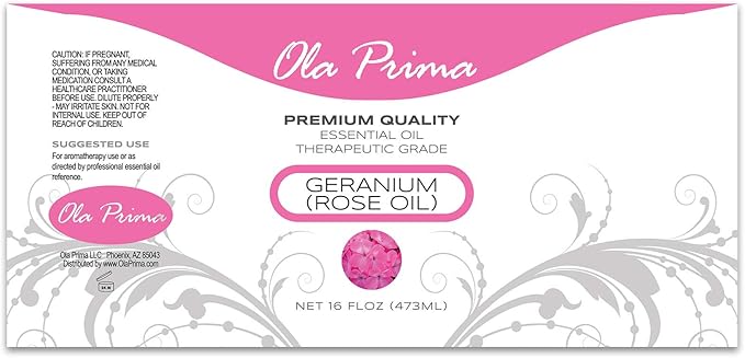 Ola Prima Rose Geranium Essential Oil Pure Therapeutic Grade for Aromatherapy Diffuser, Relaxation & Skincare (16oz Bulk) - Bloomnest