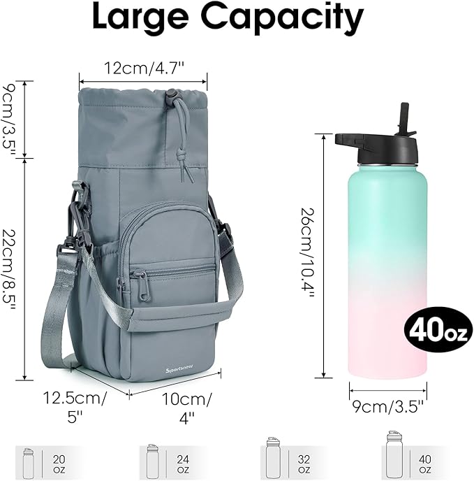 sportsnew Water Bottle Holder with Strap 32oz 40oz Insulated Water Bottle Carrier Sling Bag with Phone Pocket Crossbody sportsnew