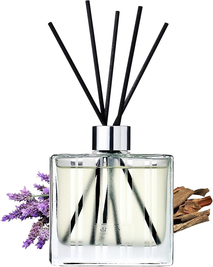 M&SENSE Sandalwood Lavender Reed Diffuser Set - 7.04 fl oz Scented Diffusers for Home, Long-Lasting Non-Toxic Fragrance Oil Aroma with Sticks, Housewarming Gifts for Bedroom Bathroom MSENSE
