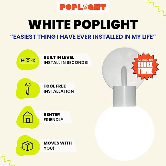 Wireless Wall Sconce (Shark Tank) Rechargeable & Dimmable LED Light w/App Control & Damage-Free Install, Moveable Modern Ambient Lighting for Elegant Home & Bedroom Decor | Popwhite - Bloomnest