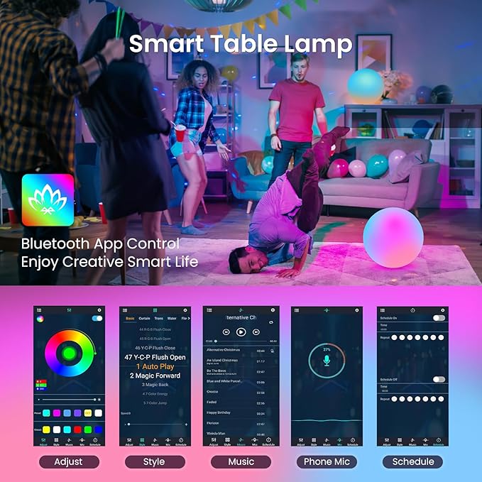 LOFTEK Color Changing Night Light, Smart LED Lamp with Bluetooth APP and Remote Control, Music Sync, 220 Scene Modes, 12-inch RGB Ball Mood Lighting for Living Room, Bedroom Event(Corded Electric) - Bloomnest