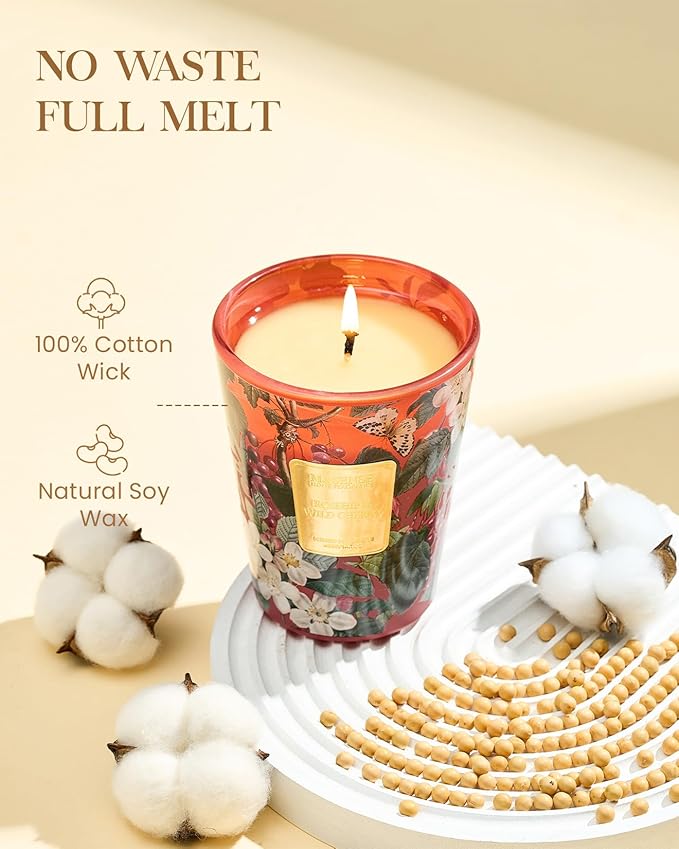 M&SENSE Wild Cherry Scented Candle, Natural Soy Wax Candles 14.1oz 60H Slow Burning Non Toxic, Fall Winter Stress Relief Romantic Thanksgiving Christmas Gifts for Women Home Decor - Bloomnest