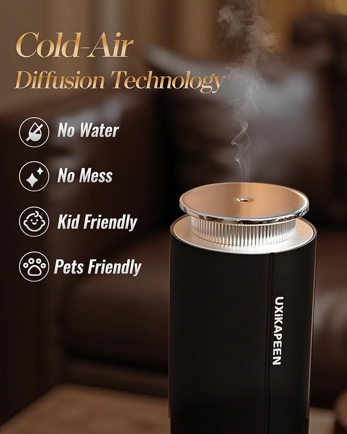 Waterless Diffuser for Home Large Room,Essential Oil Diffusers with 2000 Sq.Ft Coverage,Cordless Battery Operated Diffuser,Hotel Scent Diffusers Starter Kit for Bedroom/Office/Spa/App, Silver - Bloomnest