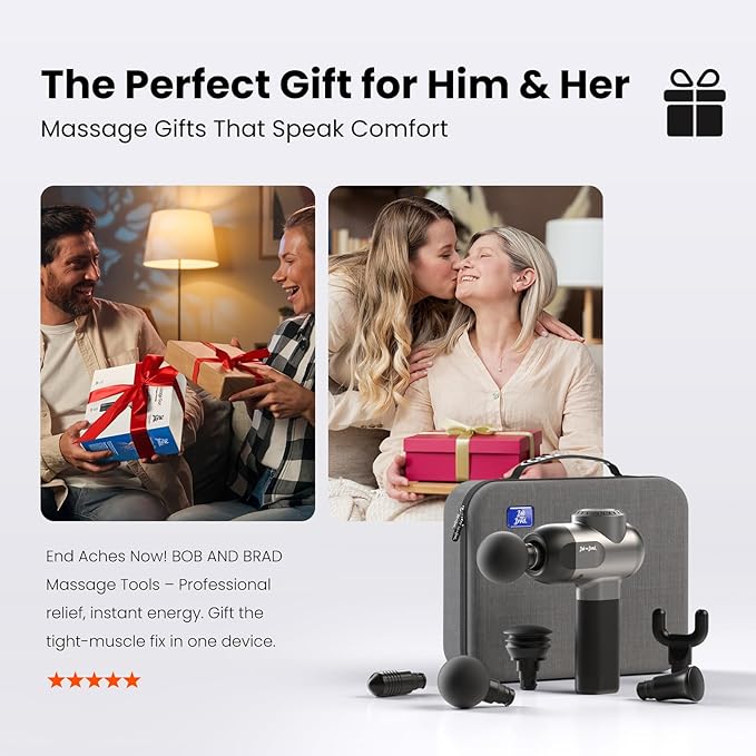 BOB AND BRAD C2 Massage Gun, Deep Tissue Percussion Massager Gun, Muscle Massager with 5 Speeds and 5 Heads, Electric Back Massagers for Professional Athletes Home Gym - Bloomnest