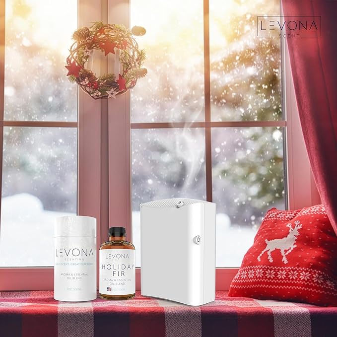 Levona Scent Essential Oil - Fresh Aroma for Home, Office, Hotel & Spa, Perfect in Humidifiers and Diffusers, Luxury Fragrance, with Sandalwood, Amber, Winter Fir Notes - 500ml/ 17 fl oz, Holiday Fir LEVONASCENT