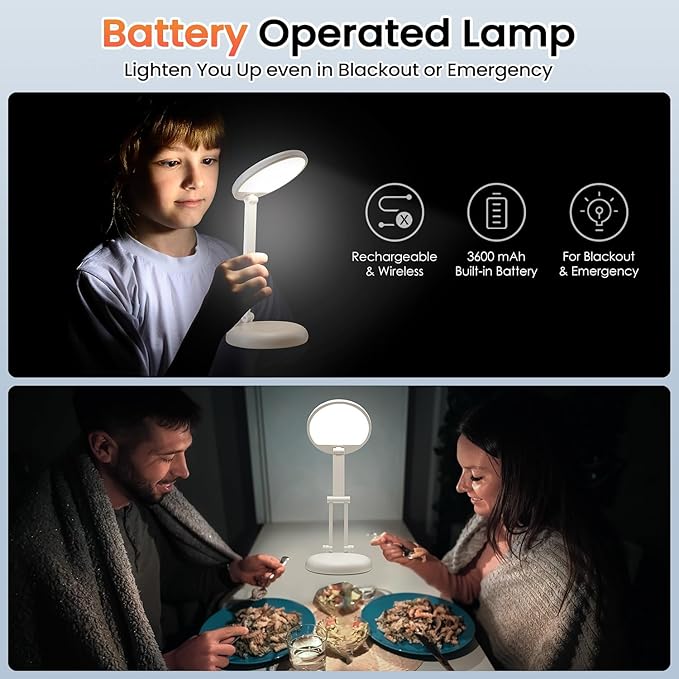 One Fire Cordless Desk Lamp,Dimmable Small Battery Powered Lights,3600mAh Rechargeable Wireless Table Lamp,Mini Lamp&Portable Light for Bed,Book Reading,Home for Small Spaces,Nail Light,Craft,Office - Bloomnest