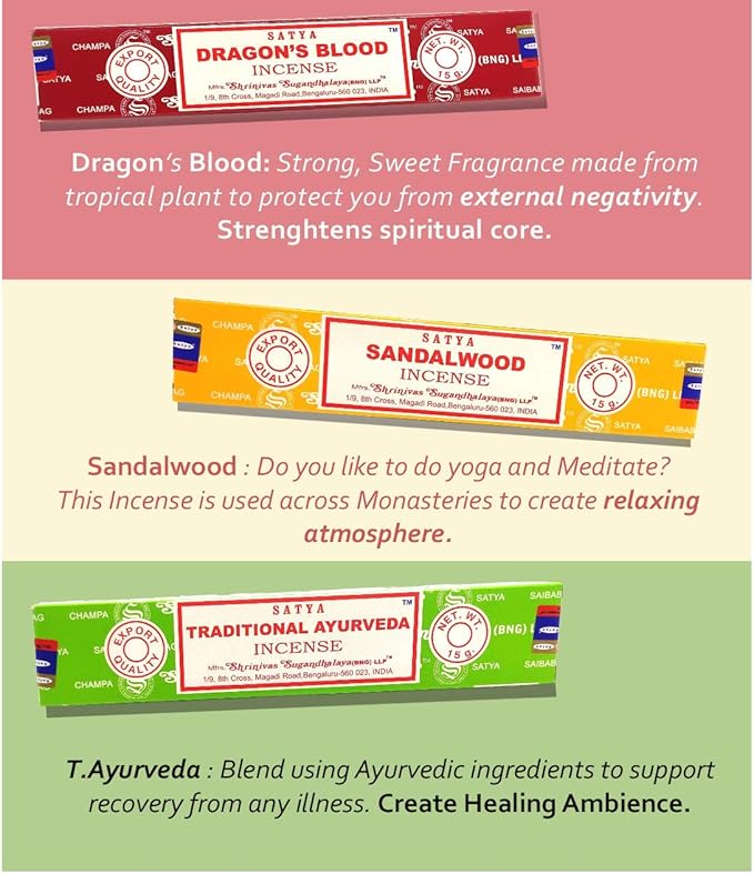 Nag Champa Incense Sticks Variety- Pack (12 Incenses, 140+ Sticks) Bloomnest
