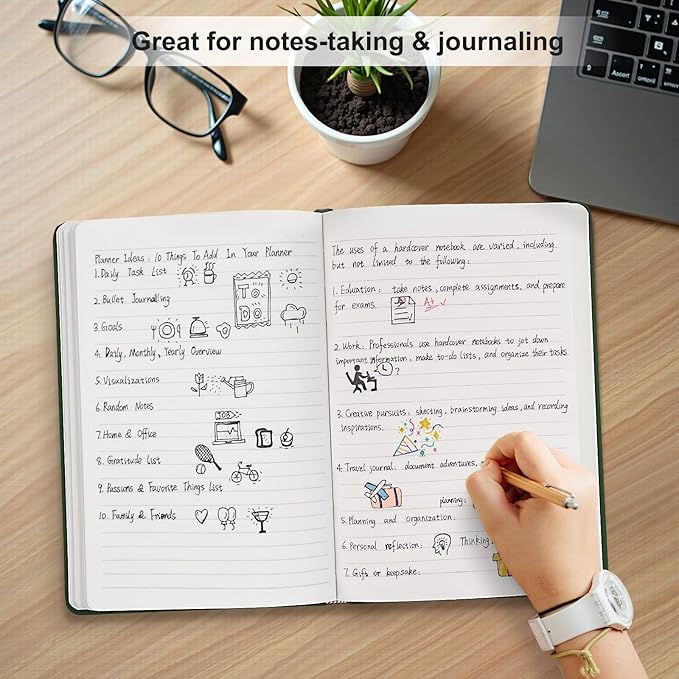 Comix 6 Pack Lined Journal Notebooks for Work, 240 Pages, 5.5"x8.3", Dark Green, Hardcover, A5 Medium College Ruled, Journaling Notebooks for Notes-taking, Fits for Office School Home - Bloomnest