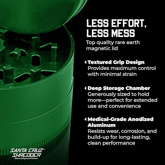 Santa Cruz Shredder Herb and Spice Grinder Made in USA (Large (2.7 Inch), Green) - Bloomnest