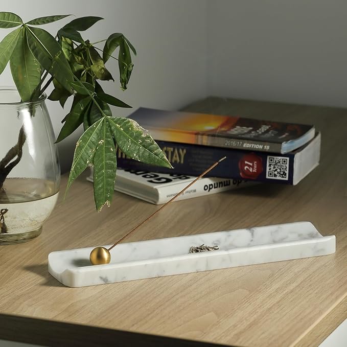Koville Italian Carrara Natural Marble Incense Holder, Incense Holders for Sticks, Incense Burner Holder, Ideal for Meditation and Relaxing, Easy to Clean(Bianco Carrara) - Bloomnest
