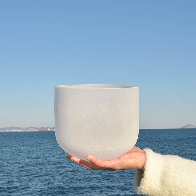 TOPFUND F Note Crystal Singing Bowl Heart Chakra 10 inch with Heavy Duty Carrying Case and Suede Mallet