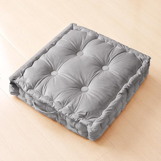 Square Floor Pillows, Large Floor Cushion for Adults Kids, Meditation Floor Pillow Seating Cushion with Shredded Memory Foam and Silk Wadding, 20"x20"x5" Dark Grey - Bloomnest
