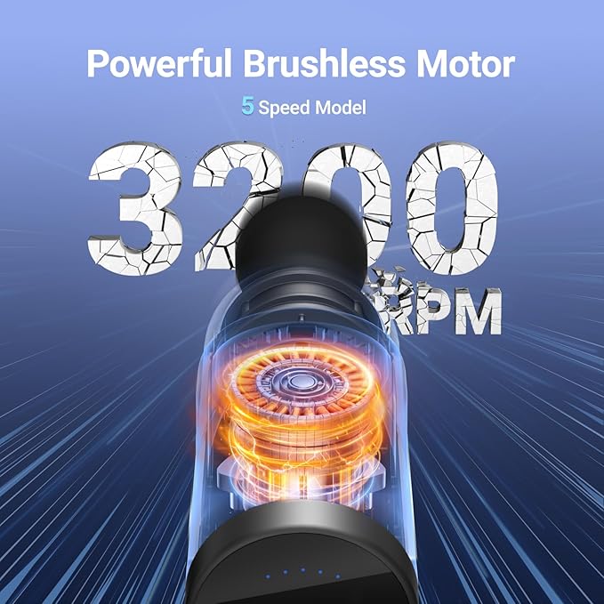 MERACH Massage Gun Deep Tissues, Percussion Massager Tools with 6 Massage Heads, Portable Hand Held Muscle Massagers for Pain Relief Deep Tissue, Cool Gifts for Men and Women - Bloomnest