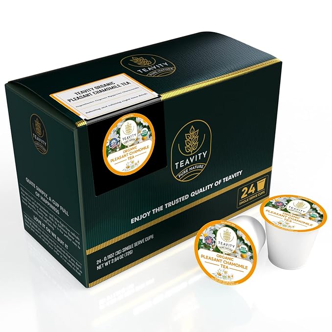 Organic Chamomile Tea Pods for Keurig - Decaf Tea Pods - Pleasant Chamomile by Teavity (24 Tea Pods) - Bloomnest