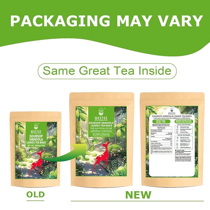 WT WEETEE Soursop Leaves Tea Bags 50 Count, Made with 100% Pure Soursop Graviola/Guanabana Leaves, Natural Caffeine-free Herbal Tea, Corn Fiber Tea Bags - Bloomnest