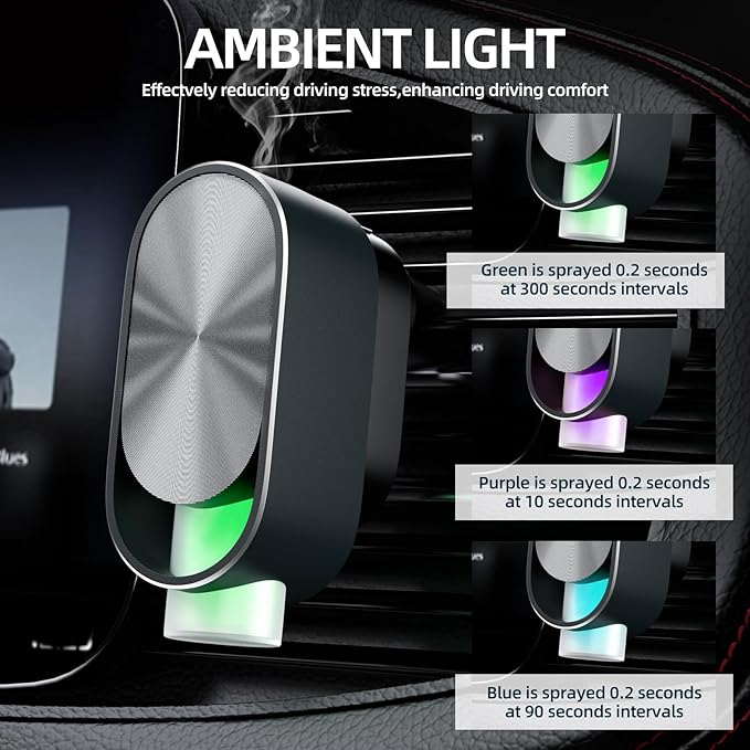 Smart Car Air Freshener Diffuser - Rechargeable Car Diffuser with 3 Modes, Ultrasonic Aroma Diffuser with 4 Essential Oils, Long-Lasting Freshener for Women and Men - Bloomnest
