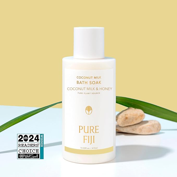 Pure Fiji Coconut Milk Bath Soak, Coconut Milk & Honey (14oz/415ml) - Bloomnest