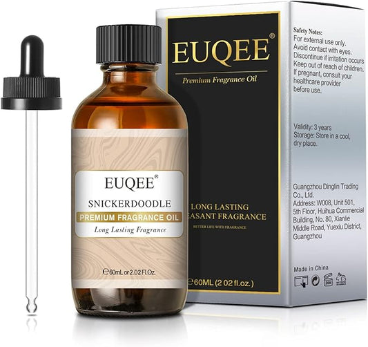 EUQEE Snickerdoodle Fragrance Oil, Premium Grade Essential Oil with Glass Dropper for Soap Making, Bath Bombs, Diffuser, Home Aromatherapy (2.02 Fl oz/60 ml) - Bloomnest