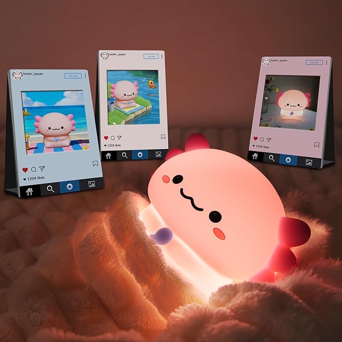 YuanDian Axolotl Night Light, Gift for Children and Babies, Decorate Kids' Bedroom with Cute Silicone Axolotl Nightlights, Christmas Birthday Gift for Girls Teens Toddlers and Adults - Bloomnest