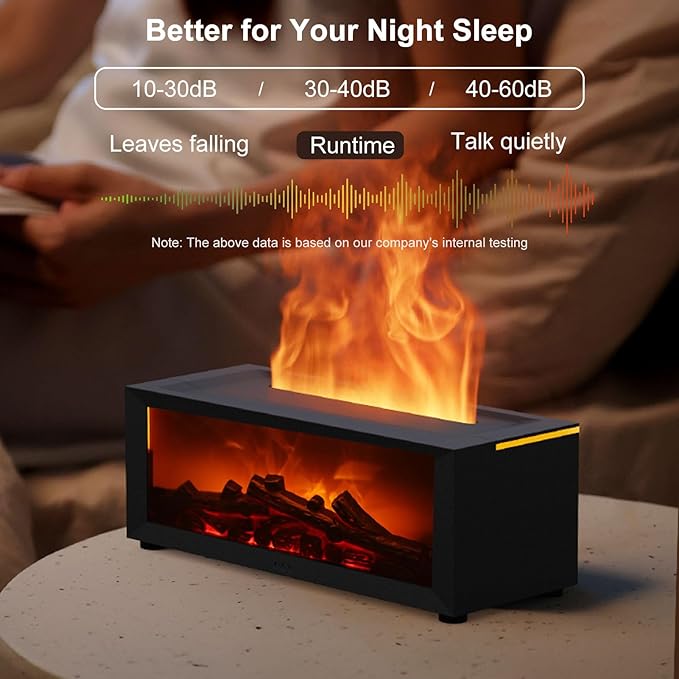 Essential Oil Diffuser, Fireplace Flame Aromatherapy Diffuser with 7 Colors Light, Oil Diffuser, Humidifier, Aroma Diffusers for Home, Office, Yoga, Timer & Waterless Auto Off - Bloomnest