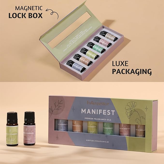Folkulture Essential Oils for Diffuser for Home | Set of 6 Essential Oil Set | Essential Oil for Candle Making | Essential Oils for Soap Making - Frankincense, Lavender Oils for Relaxation - Bloomnest