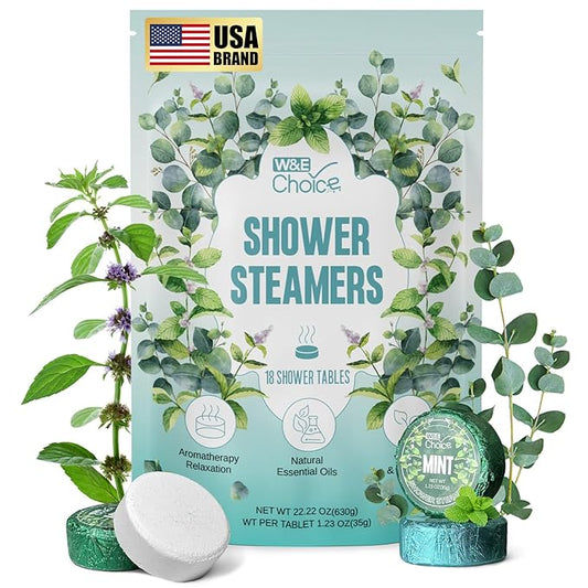 W&E Choice Shower Steamers Aromatherapy 18 Pcs- Shower Bombs Birthday Gifts for Women, Eucalyptus Mint Essential Oils for Daily Relaxation & Stress Relief, Christmas Gift for Women, Mom, Wife - Bloomnest