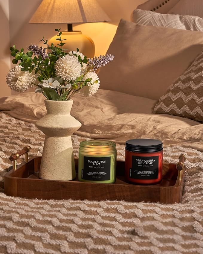 M&SENSE Eucalyptus & Mint Soy Candles for Home Scented, 11.6oz 70 Hour Burn Aromatherapy Candle Gift for Stress Relief, Meditation, Yoga, Relaxing SPA, Reusable Jar for Men and Women - Bloomnest