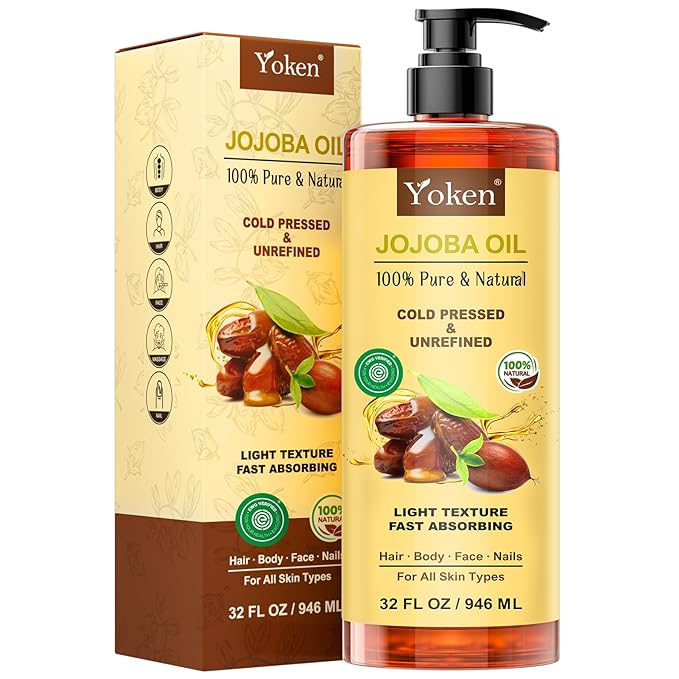 32 fl oz (EWG Verified) 100% Pure Jojoba Carrier Oil - Unrefined, Hexane-Free, Cold Pressed for Skin, Face, Hair, Nails, and Massage - Bloomnest