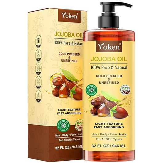 32 fl oz (EWG Verified) 100% Pure Jojoba Carrier Oil - Unrefined, Hexane-Free, Cold Pressed for Skin, Face, Hair, Nails, and Massage - Bloomnest