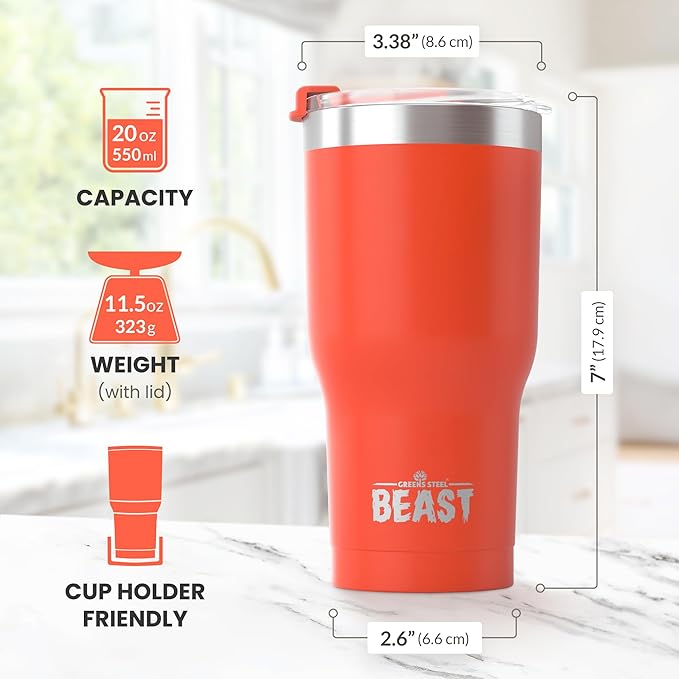 Beast 20 oz Tumbler Stainless Steel Vacuum Insulated Coffee Ice Cup Double Wall Travel Flask (Ladybug Red) - Bloomnest