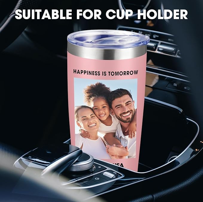 Personalized Custom Tumbler Print in USA 10 Pcs 20oz Stainless Steel Coffee Cup with Lid & Straw Double Wall Insulated Tumbler with Colorful Text Logo Photo smlixe